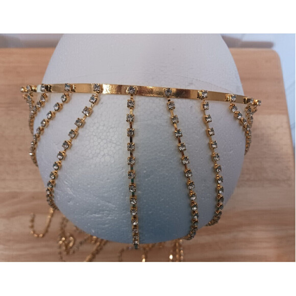 Fringe Rhinestone Headband In Gold - Picture 5 of 9